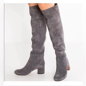Clarks Barley Ray Gray Suede Over Knee Boots - Size 6.5 - NWT